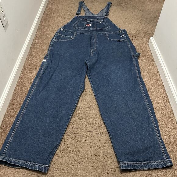 Vintage 90s Revolt Overalls Women Bib Workwear Blue Y2k Size 22 Plus Size - Picture 1 of 12